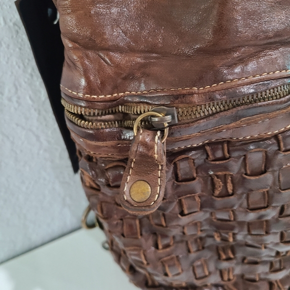 LANGELLOTTI Leather Brown Boho Convertible Bag - Picture 5 of 13